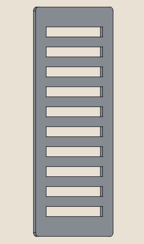 Modern metal air vent cover with precision machined lines, minimalist design, and solid metal construction