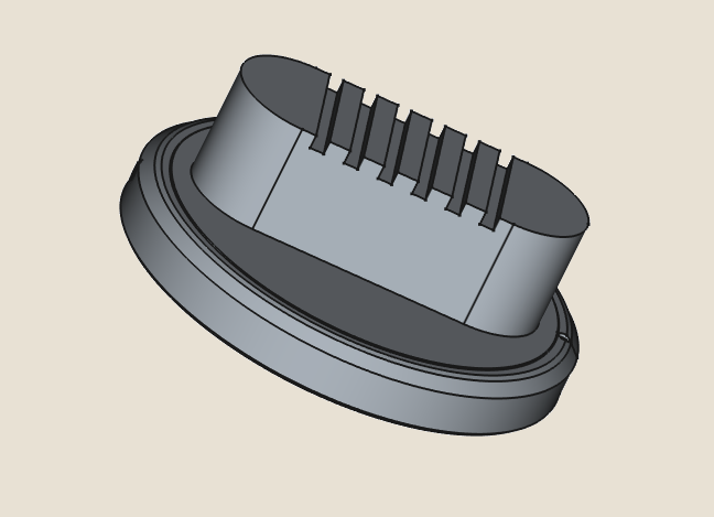 Side profile of solid 304 stainless steel stove knob highlighting precision machining and structural design